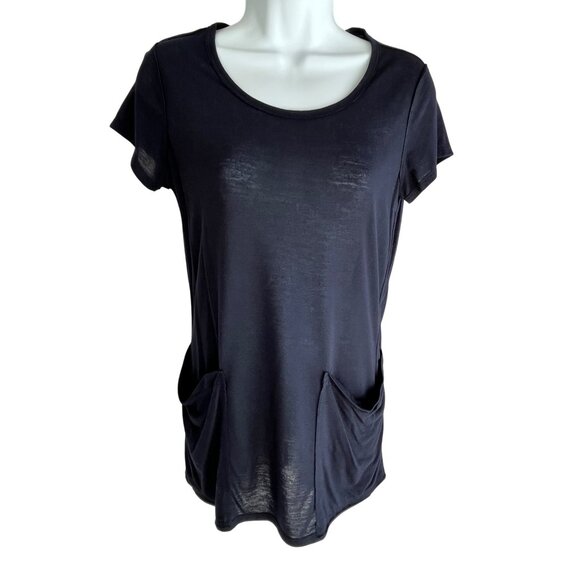 Martin + Osa Womens Black Short Sleeve Tunic Top W/ Pockets Size M 87m - Picture 1 of 11